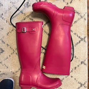 Pink Hunter rain boots matte tall